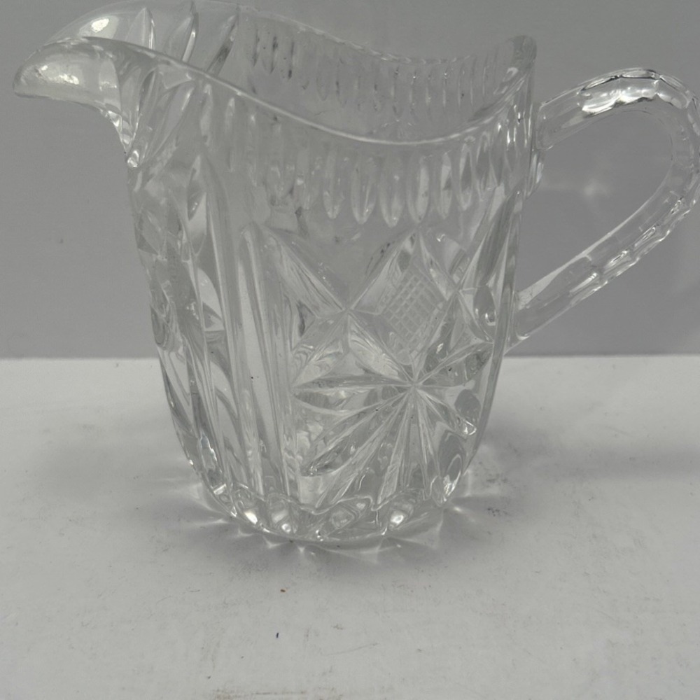 VINTAGE GLASS Creamer Heavy Crystal Great Condition Clear Beautiful